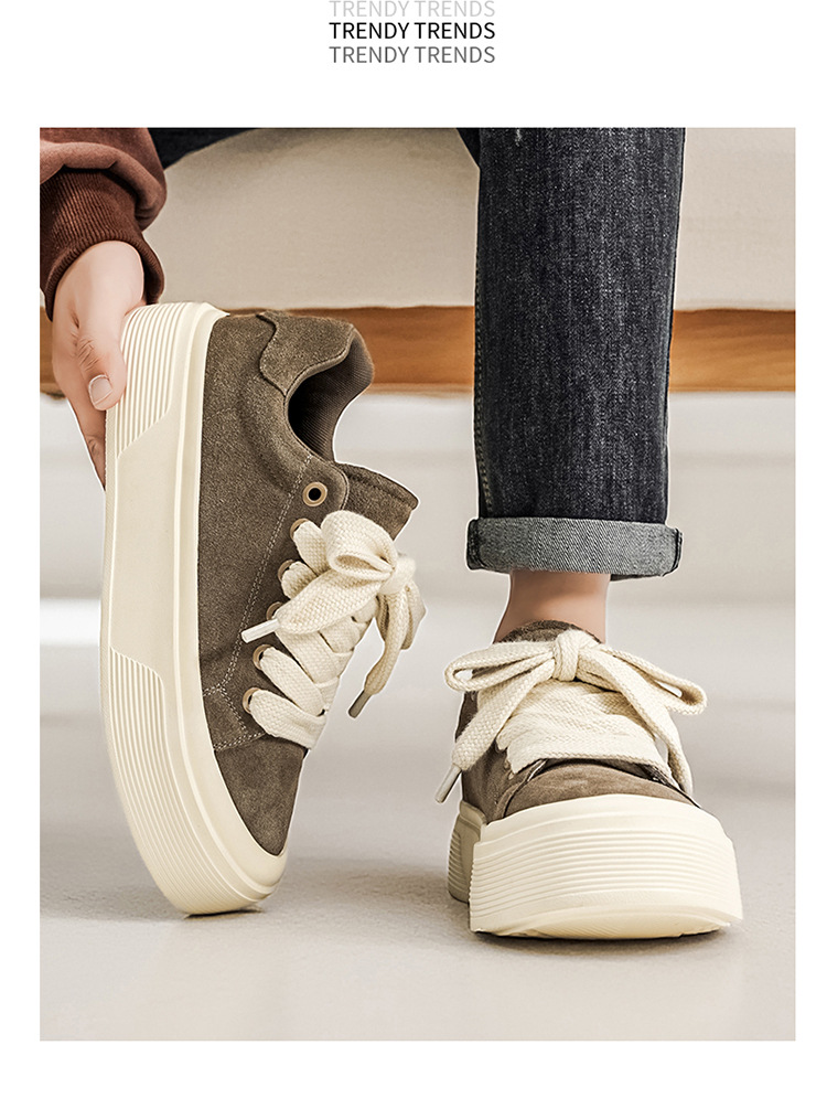 Unisex Plateau-Freizeitschuhe aus Wildleder mit Dämpfung und Schnürung detail 19