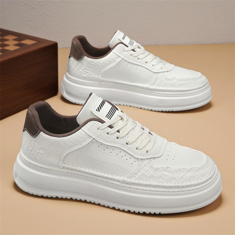 Sneakers casual da uomo stringate con plateau in pelle PU 5