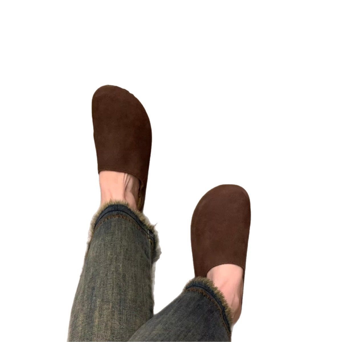 Pantuflas destalonadas cómodas de ante para mujer 6