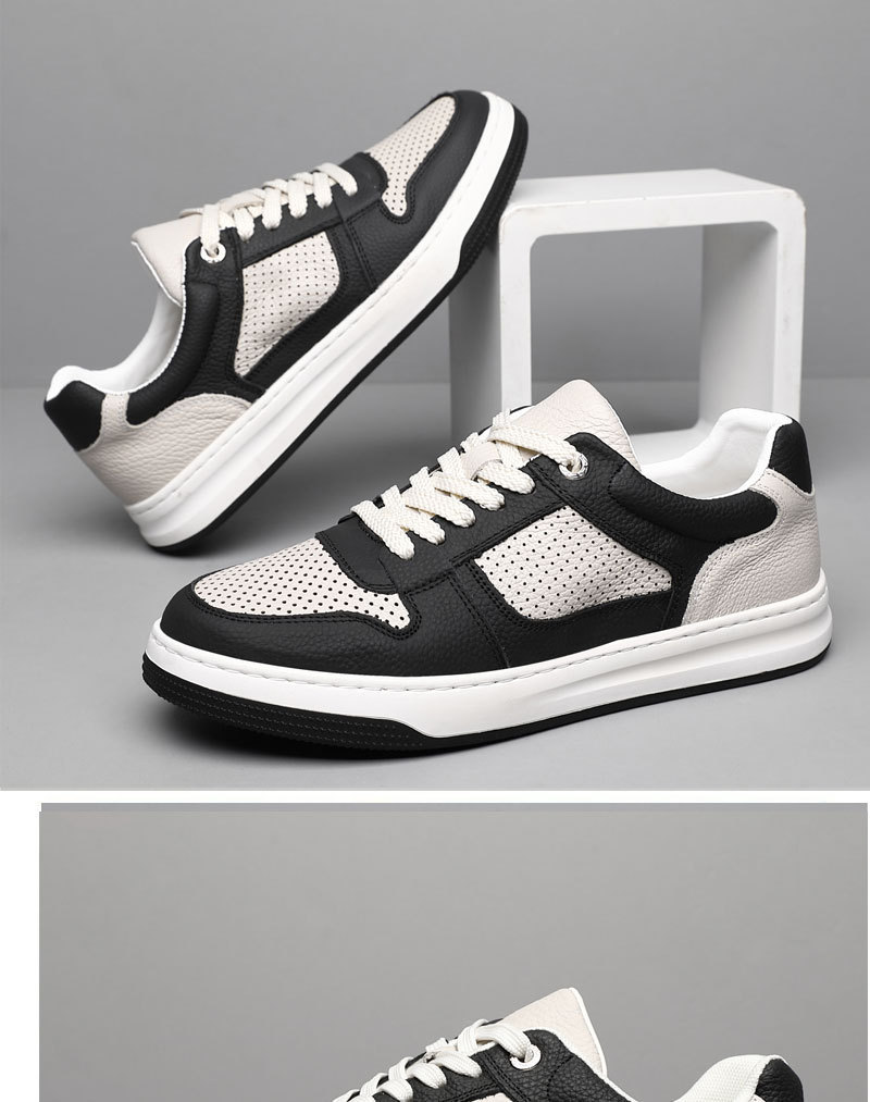 Men's Leather Colorblock Lace-Up Casual Shoes detail 3
