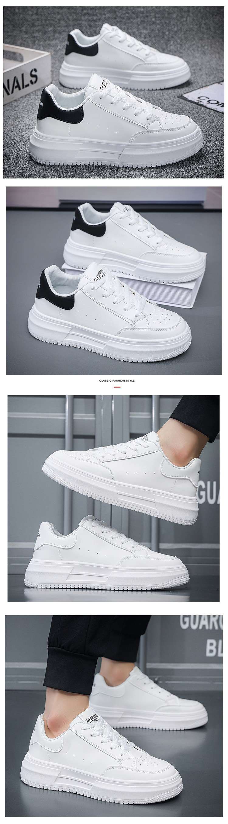 Schnür-Plateau-Sneaker für Herren aus PU-Leder | Freizeitschuhe detail 2