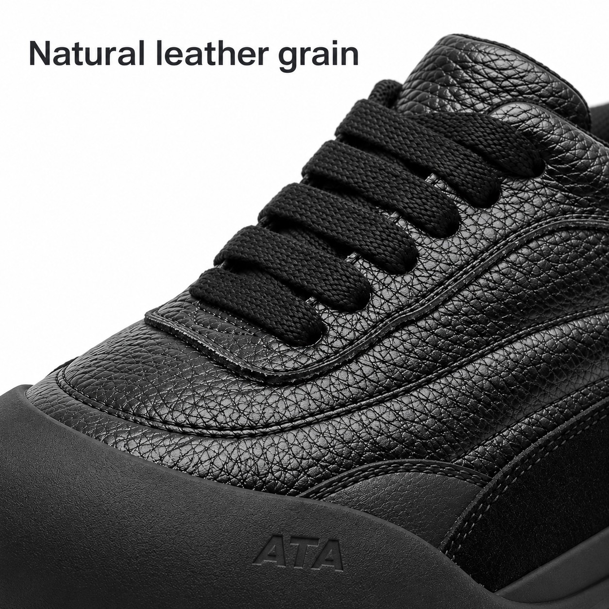 Unisex Full-Grain Leather Rubber Toe-Cap Lace-Up Casual Shoes detail 1