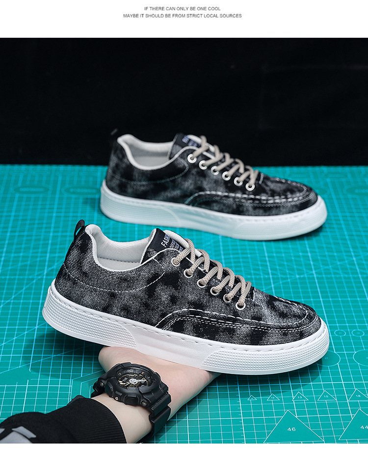 Men's Breathable Canvas Lace-Up Platform Casual Shoes detail 5