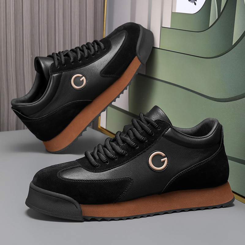 Herren Plateau-Sneaker aus Leder im Colorblock-Design detail 8