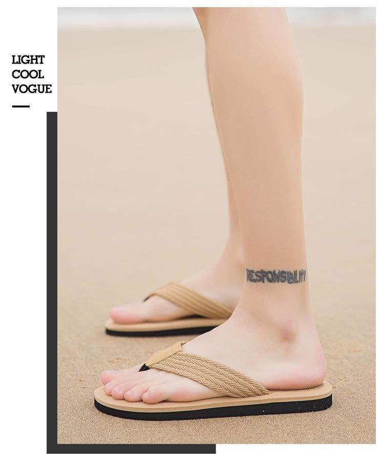 Men's Lightweight Braided Strap Beach Flip-Flops detail 1