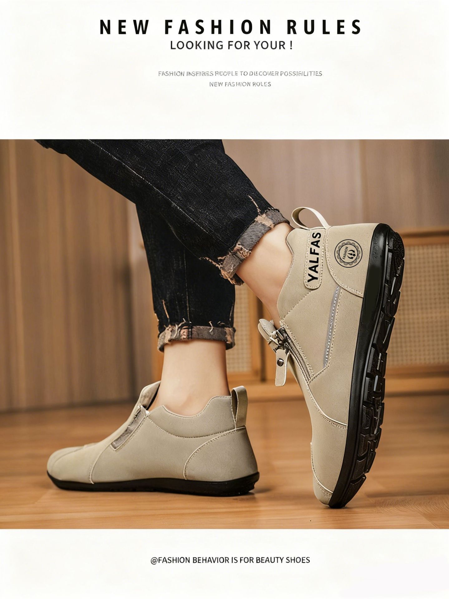 Leichte Freizeitschuhe für Herren mit weicher Sohle und Reißverschluss detail 10
