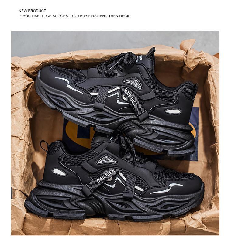 Atmungsaktive Chunky Plateau-Sneaker für Herren mit Schnürung detail 11