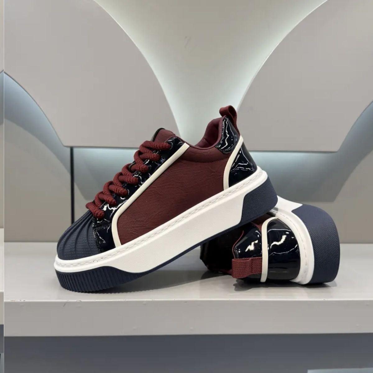 Damen Plateau-Freizeitschuhe zum Schnüren mit Colorblocking detail 6