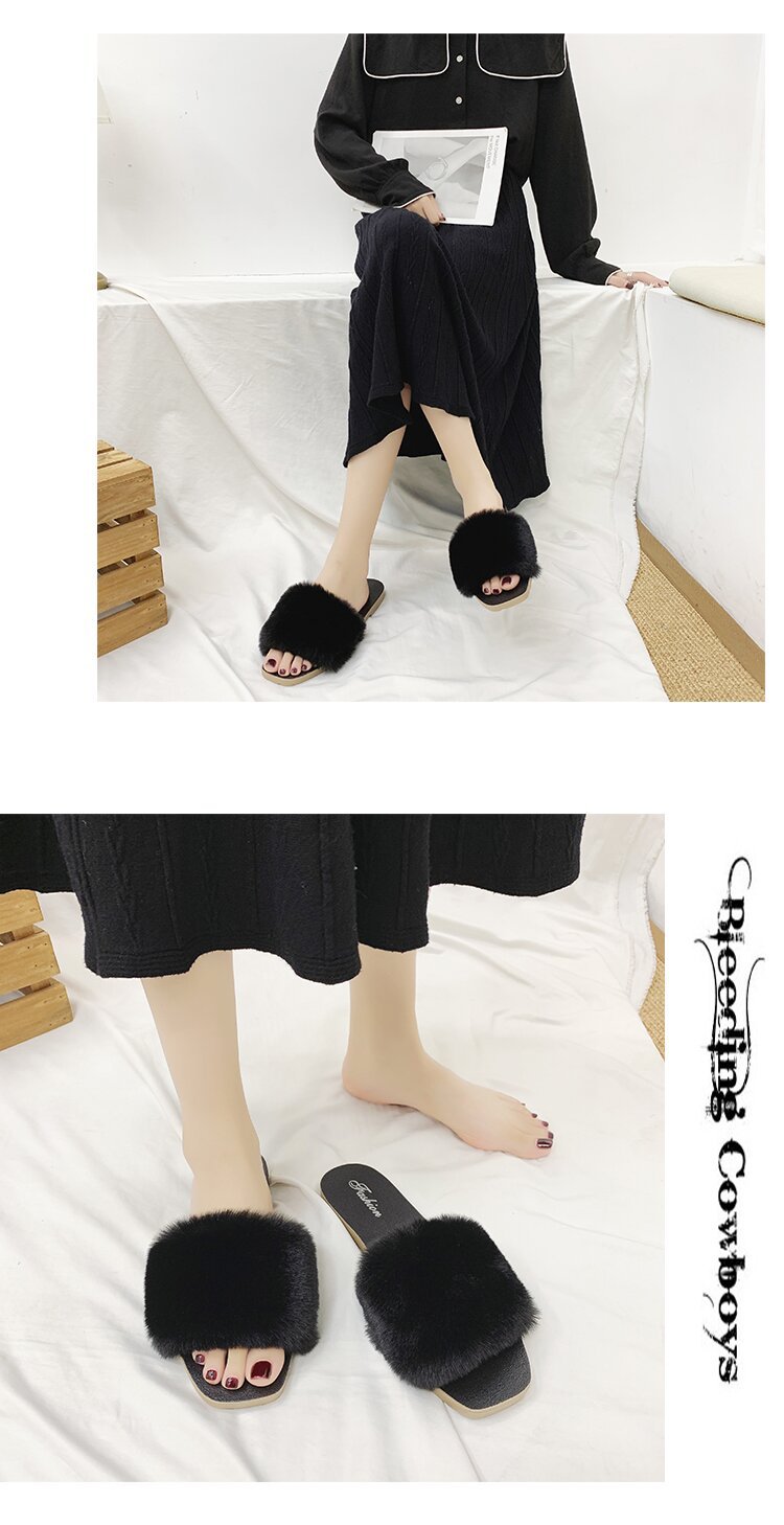 Pantofole Basse da Donna in Peluche con Punta Aperta detail 7
