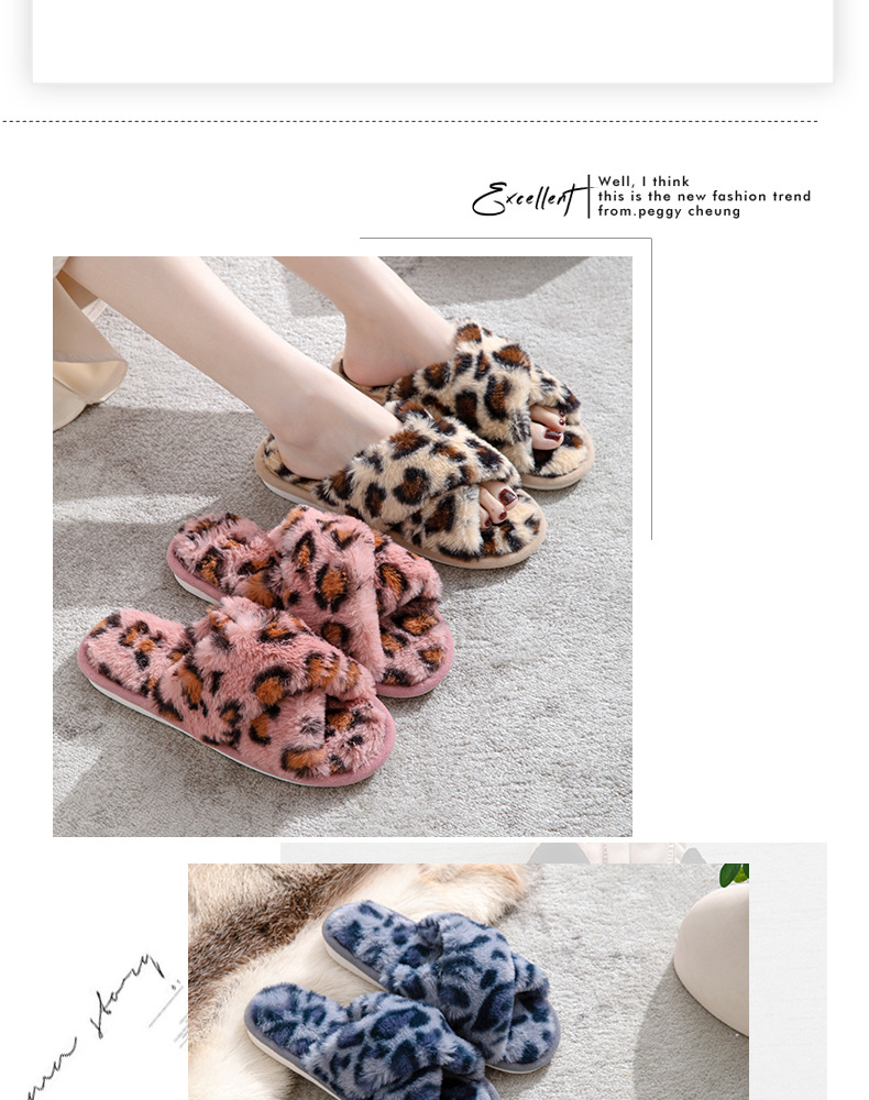 Women's Cozy Plush Leopard Print Open-Toe Slippers detail 1