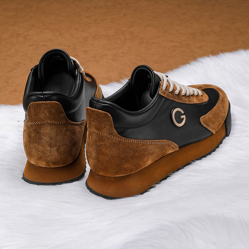 Herren Plateau-Sneaker aus Leder im Colorblock-Design detail 12