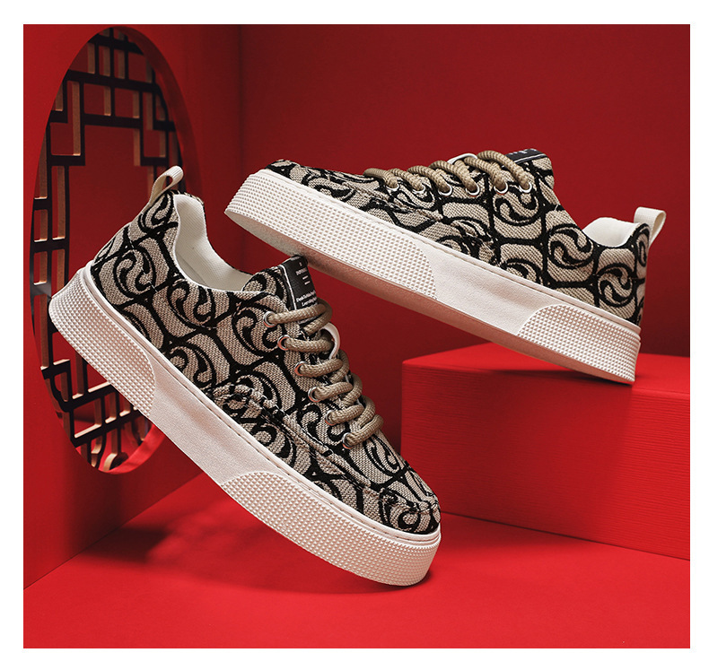 Men's Graphic Print Platform Lace-Up Casual Shoes detail 11
