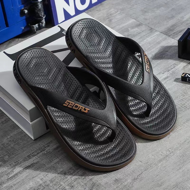 Men's Flip-Flop Slippers Black Gold