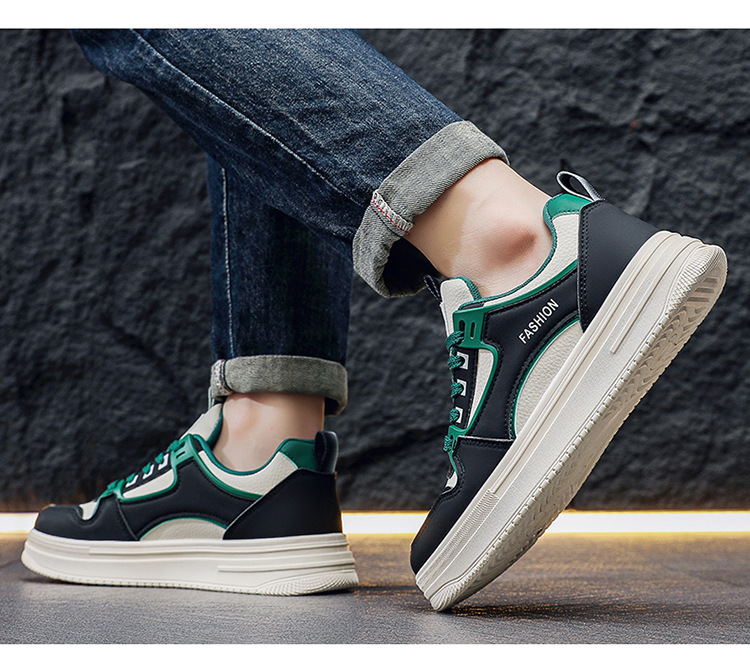 Men's Colorblock Lace-Up PU Leather Casual Shoes detail 2