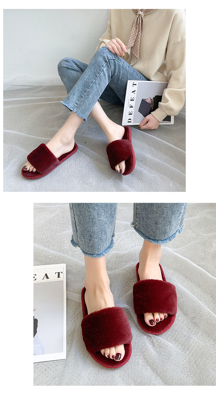 Chaussons douillets en peluche à bout ouvert pour femme detail 4