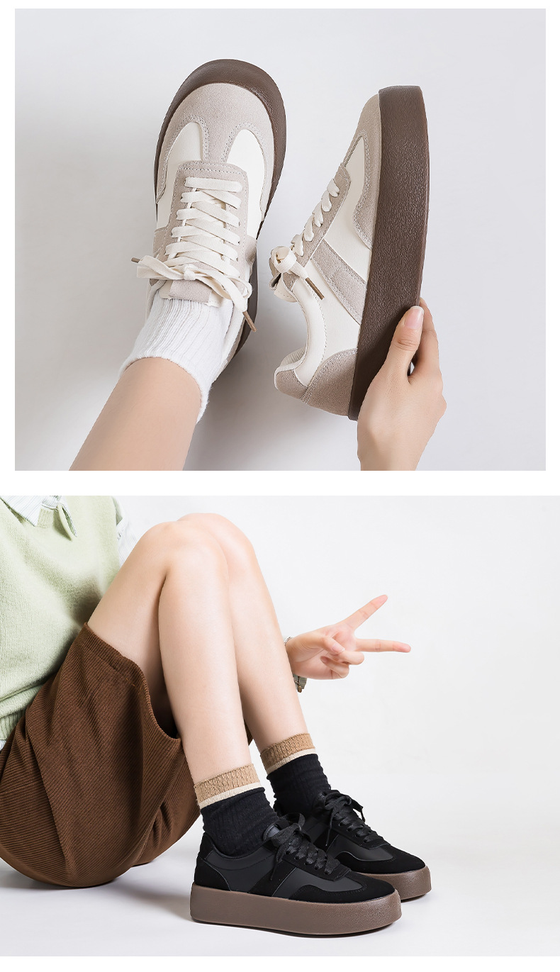 Chaussures casual unisexes à plateforme et lacets style colorblock detail 4