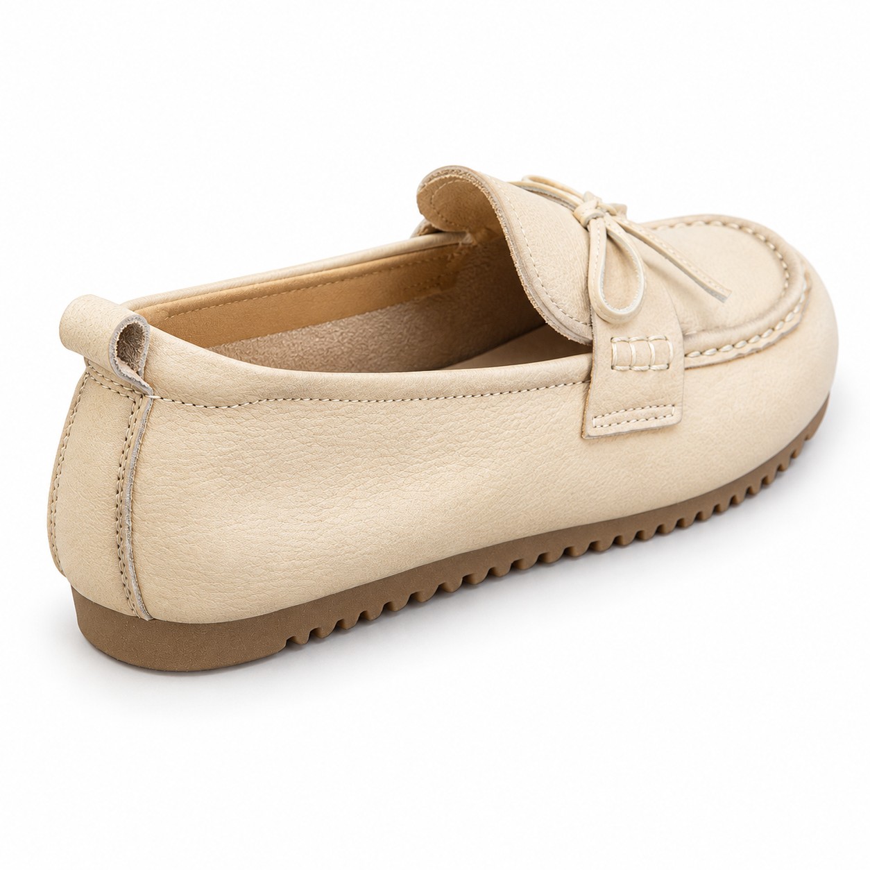 Women's Full-Grain Leather Bow Moccasin Flats 6