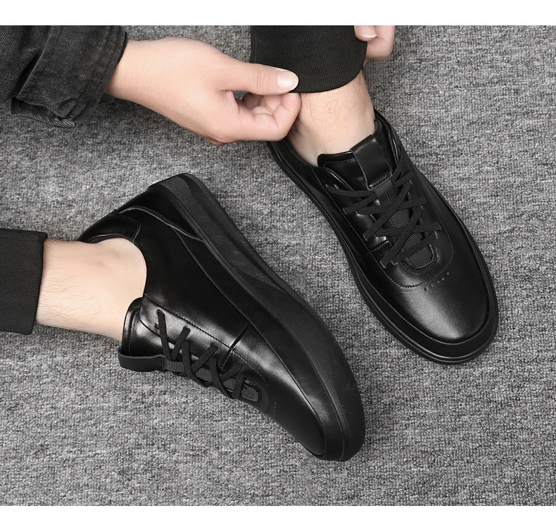 Minimalistische Schnür-Freizeitschuhe aus Leder für Herren detail 4