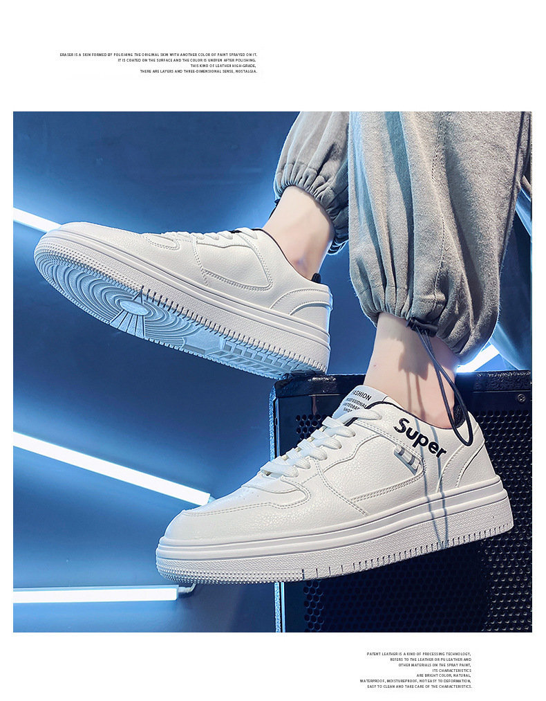 Lage vetersneakers voor heren van PU-leer detail 4