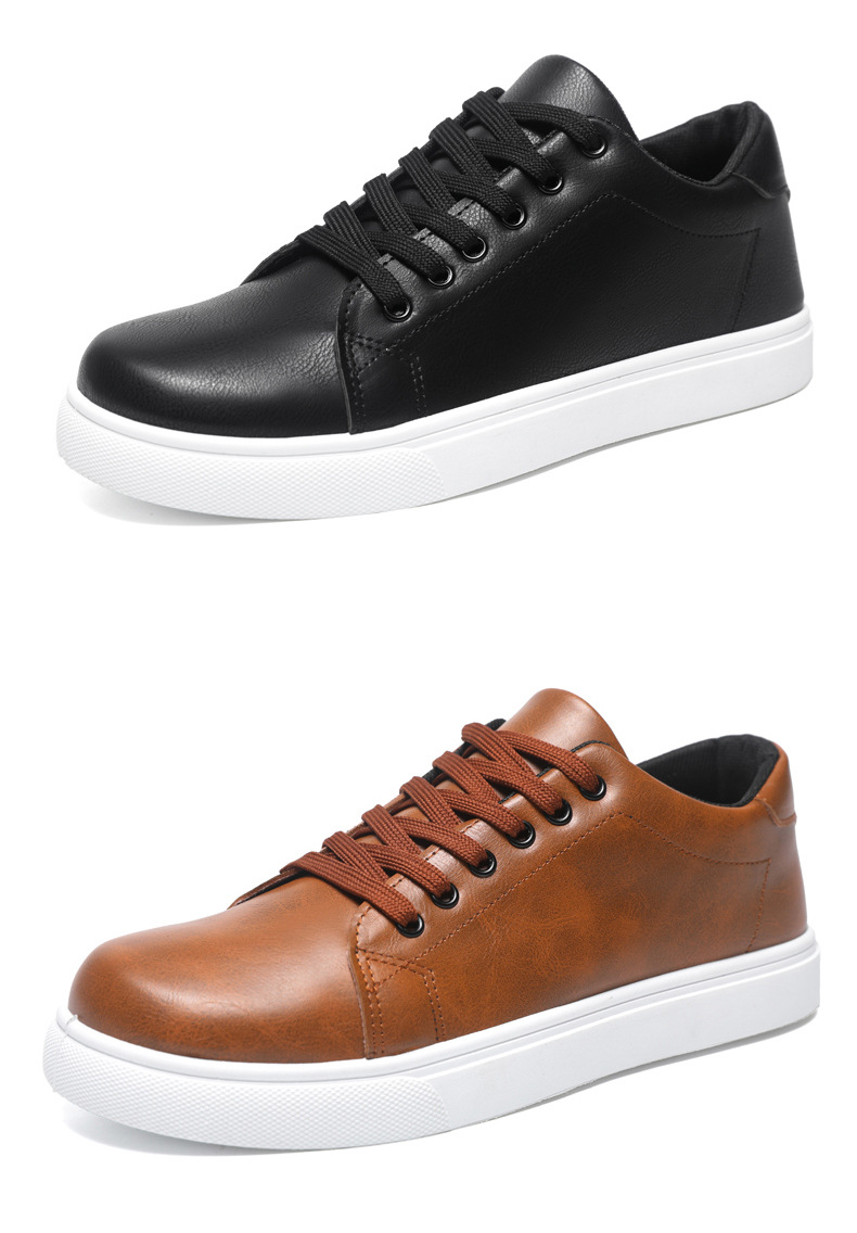 Men's PU Leather Lace-Up Non-Slip Casual Shoes detail 16