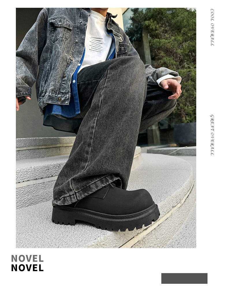 Scarpe casual stringate chunky da uomo in ecopelle PU detail 2