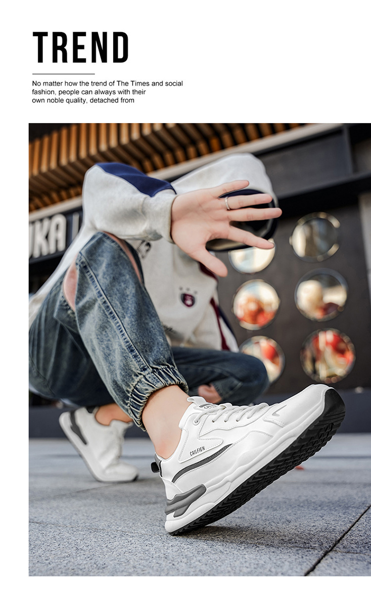Men's Cushioned Platform Lace-Up Casual Shoes detail 1