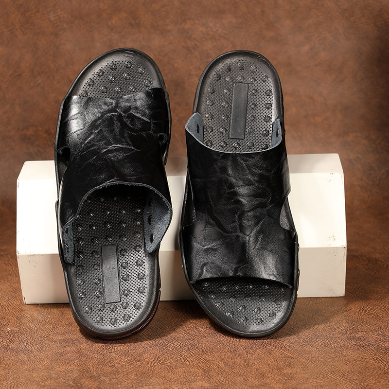 Men's Casual Non-Slip PU Leather Slide Slippers 3