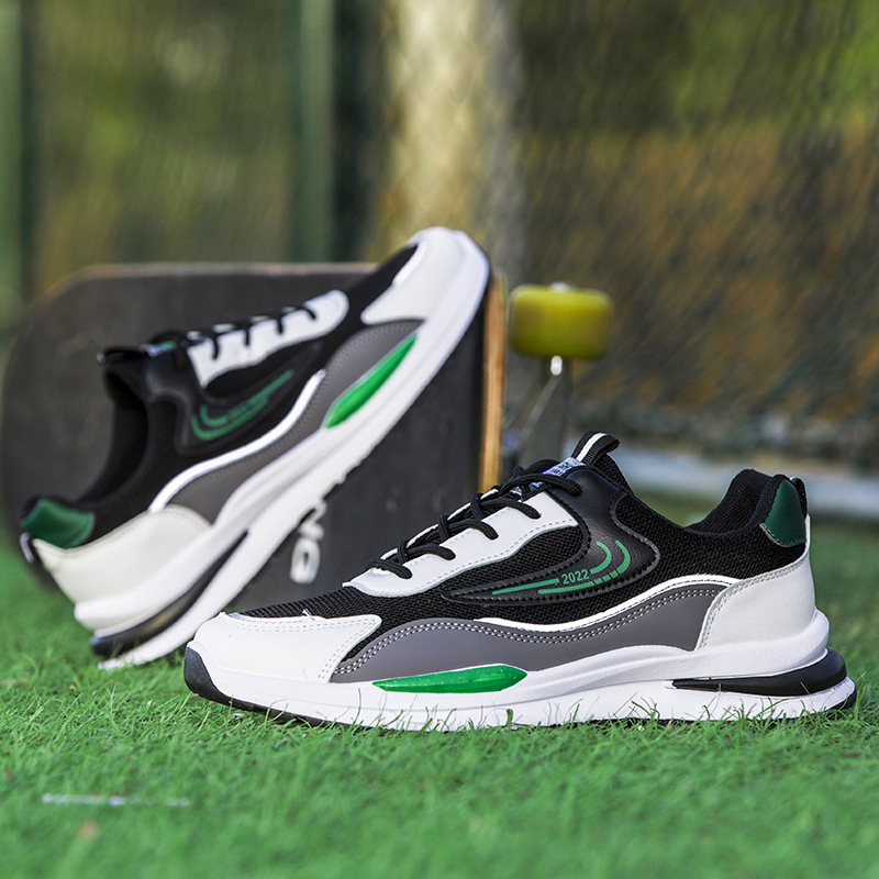 Men's Breathable Colorblock Lace-Up Running Shoes detail 7