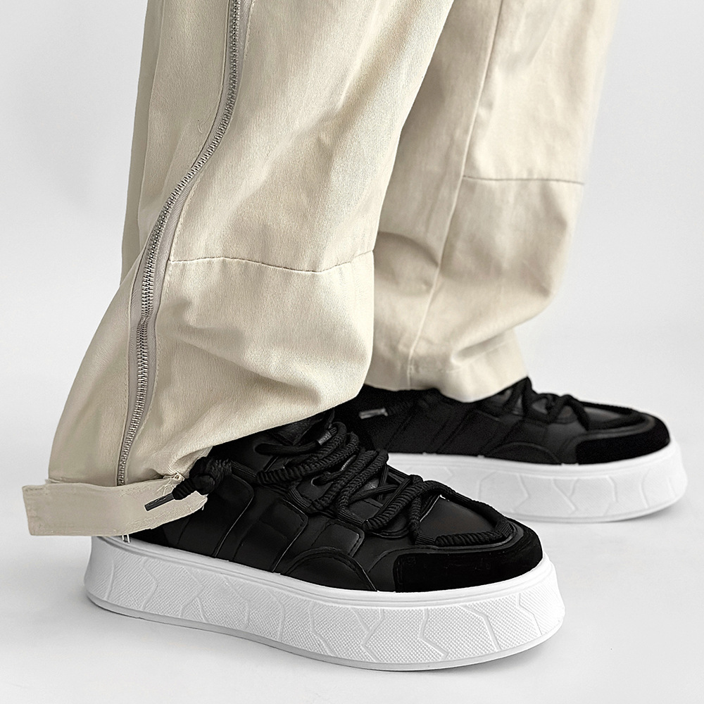 Men's Platform Lace-Up Colorblock Casual Shoes 3