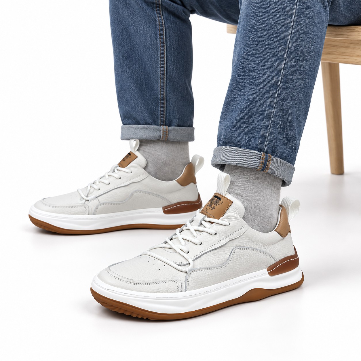 Men's Breathable Full-Grain Leather Low-Top Casual Shoes 4