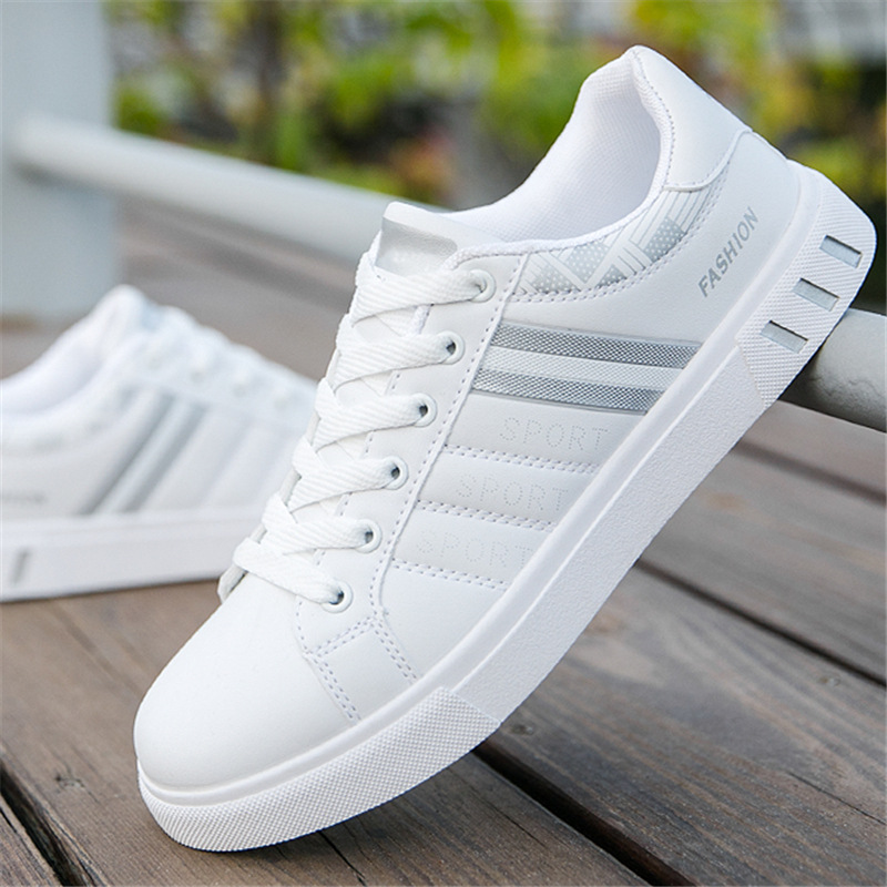 Chaussures casual à lacets à rayures en cuir PU pour hommes 3