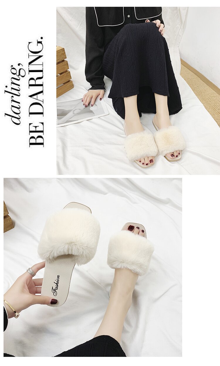 Pantofole Basse da Donna in Peluche con Punta Aperta detail 6