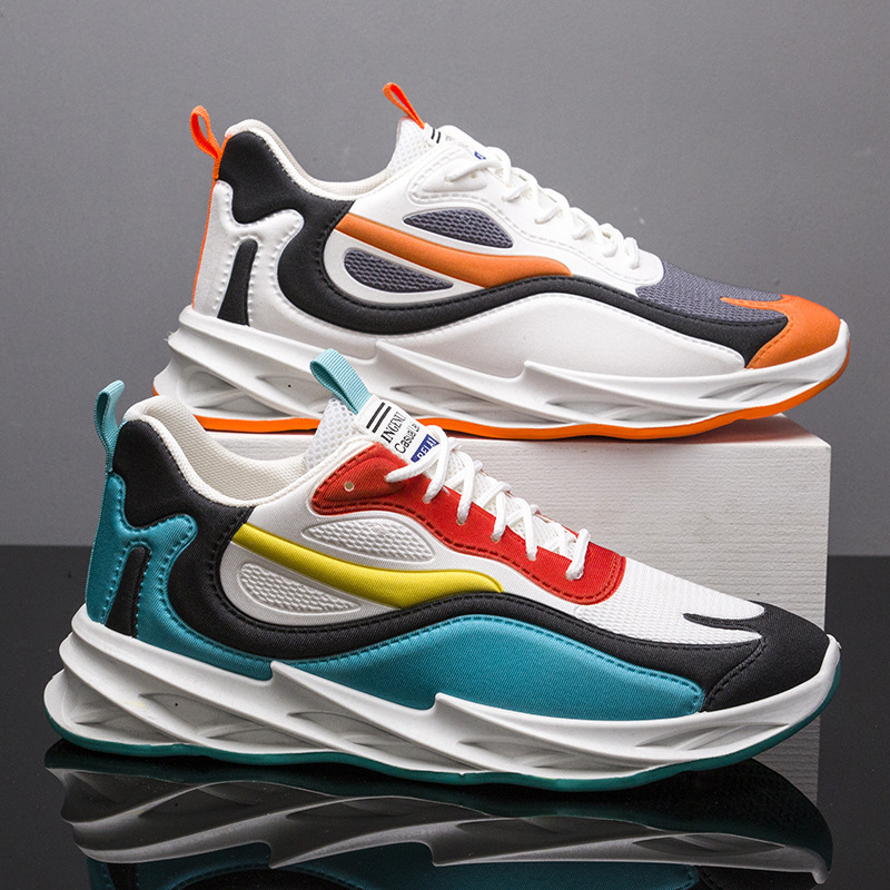 Men's Breathable Colorblock Lace-Up Athletic Shoes 5