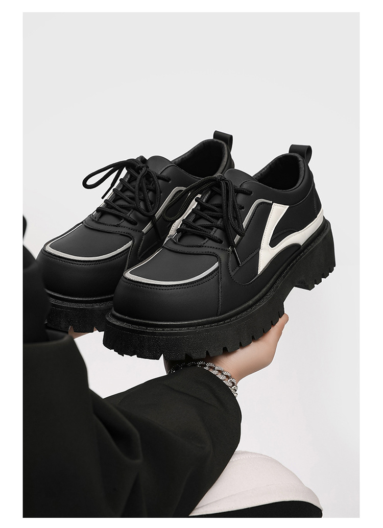 Chunky Plateau-Freizeitschuhe für Herren mit Schnürung aus PU-Leder detail 5