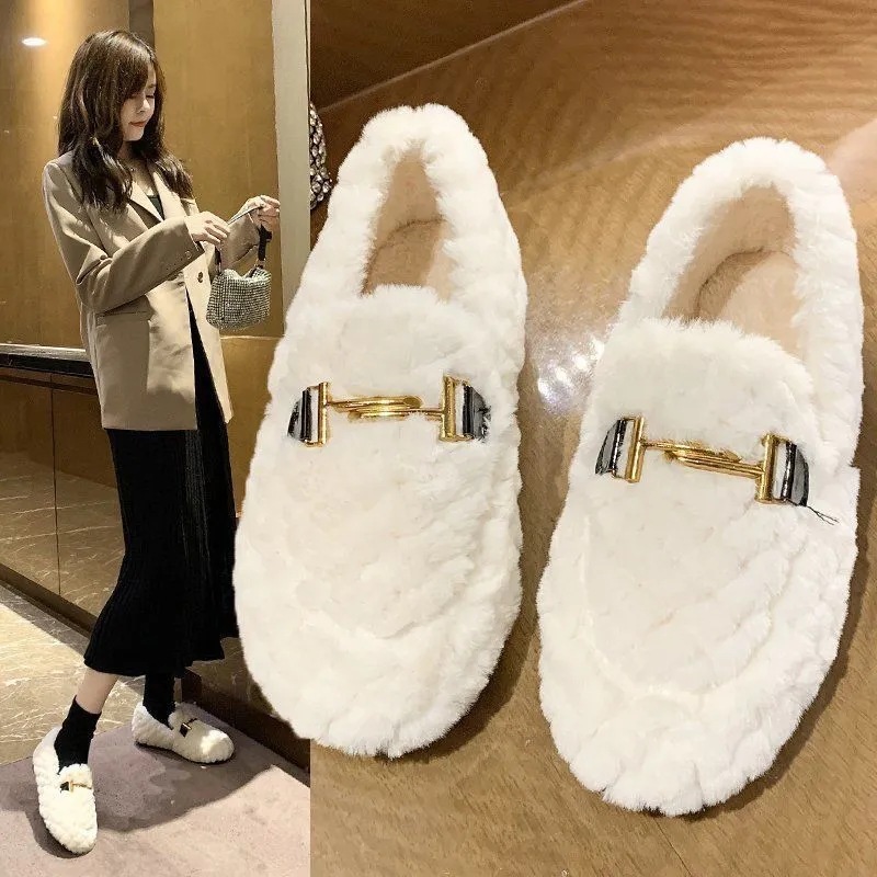 Warme pluche dames instap-loafers platte schoenen 5