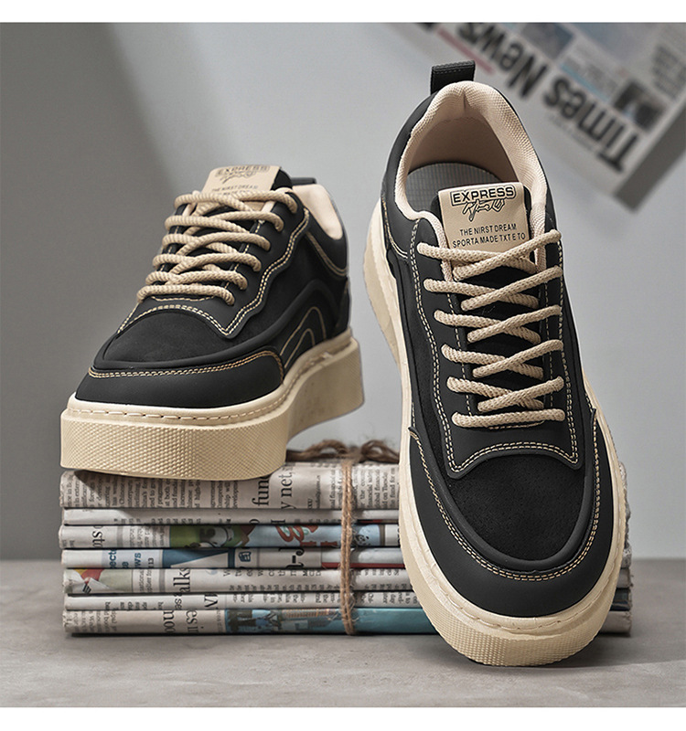 Herren Plateau Freizeitschuhe zum Schnüren aus PU-Leder detail 10