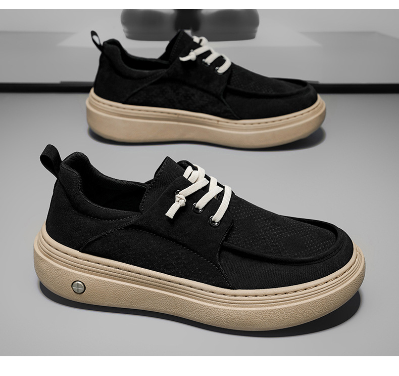 Gedämpfte Plateau-Freizeitschuhe für Herren mit Schnürung detail 15