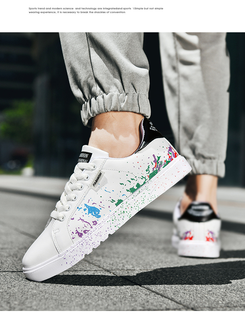 Men's Graphic-Print PU Leather Lace-Up Casual Sneakers detail 5