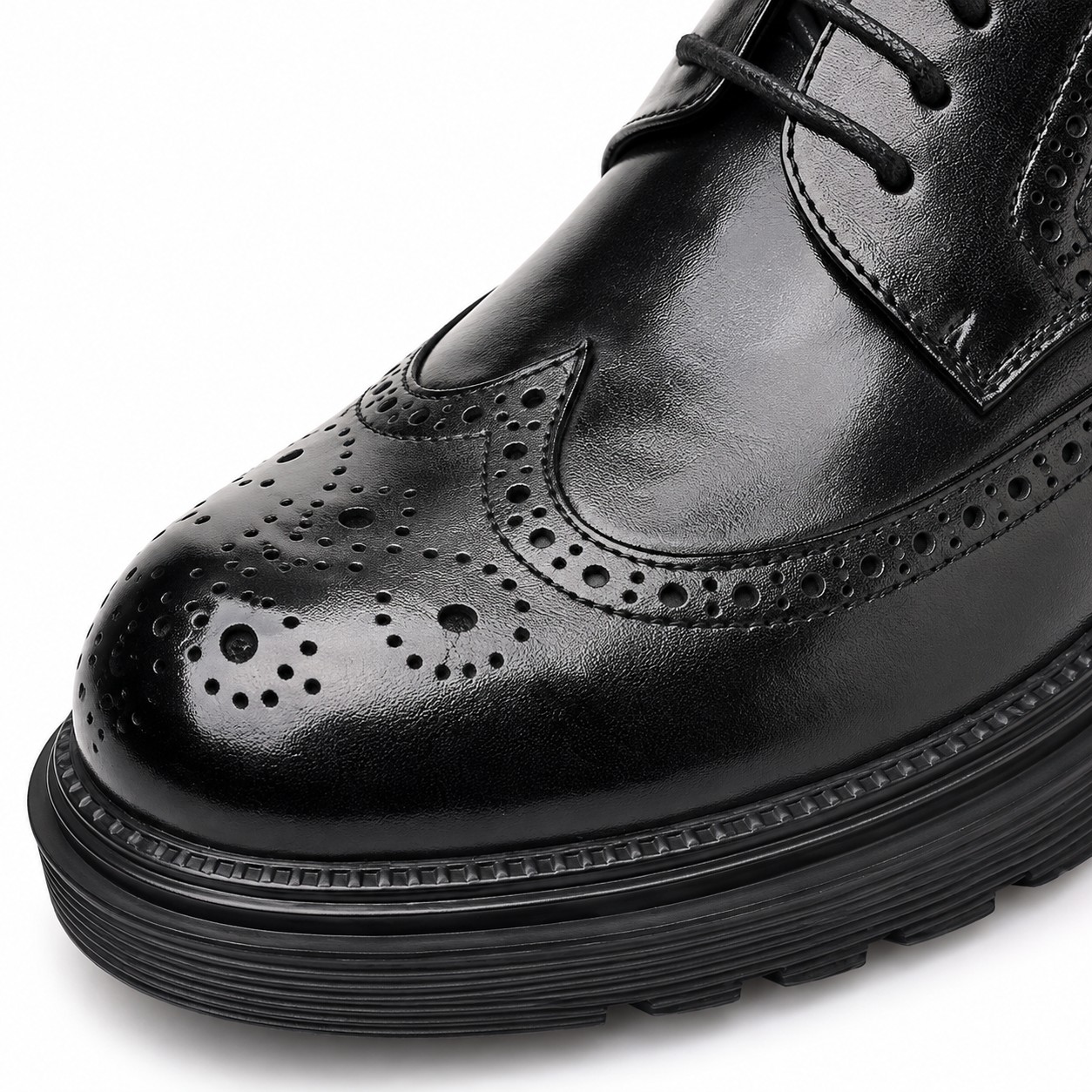 Men's Full-Grain Leather Wingtip Brogue Derby Dress Shoes 8