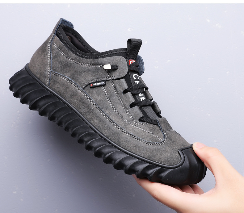 Rutschfeste PU-Leder Freizeitschuhe für Herren mit Schnürung detail 1