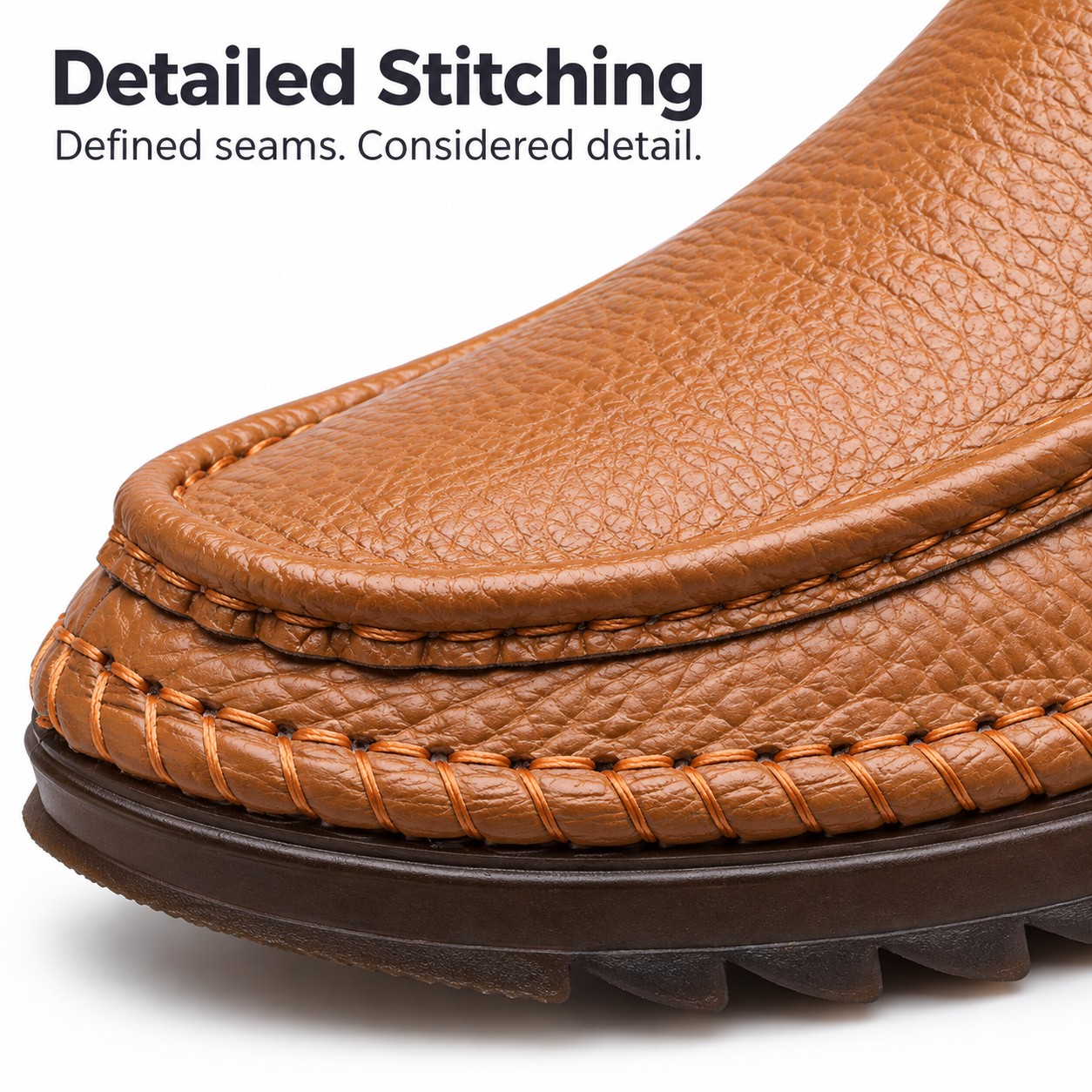 Men's Full-Grain Leather Elastic-Gore Slip-On Casual Shoes detail 2