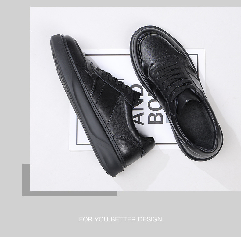 Men's Leather Cushioned Platform Casual Shoes detail 8