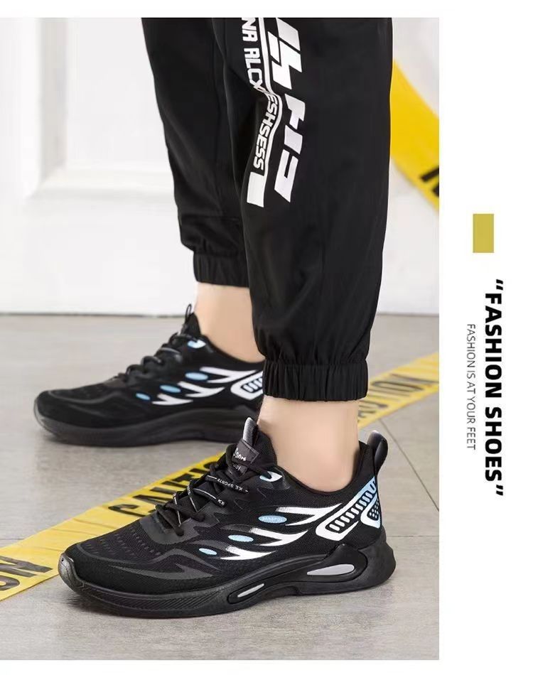 Men's Breathable Mesh Lace-Up Platform Running Shoes detail 3