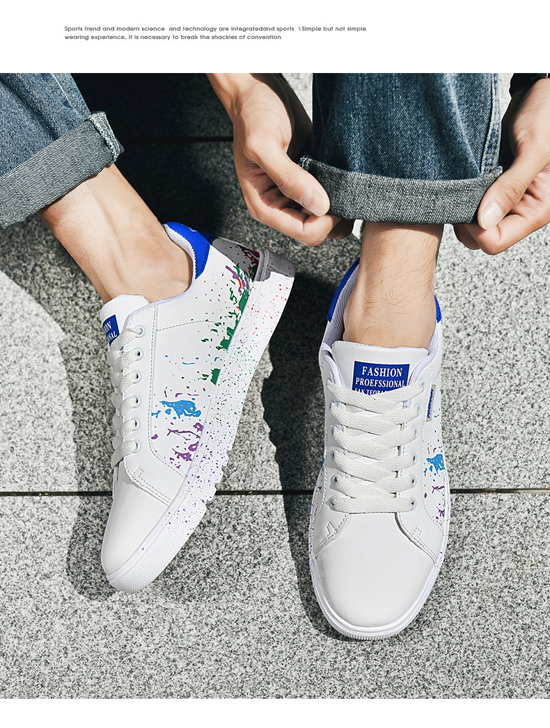 Men's Graphic-Print PU Leather Lace-Up Casual Sneakers detail 11