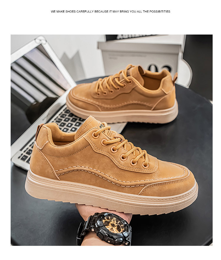 Gedämpfte Plateau-Freizeitschuhe für Herren mit Schnürung detail 8