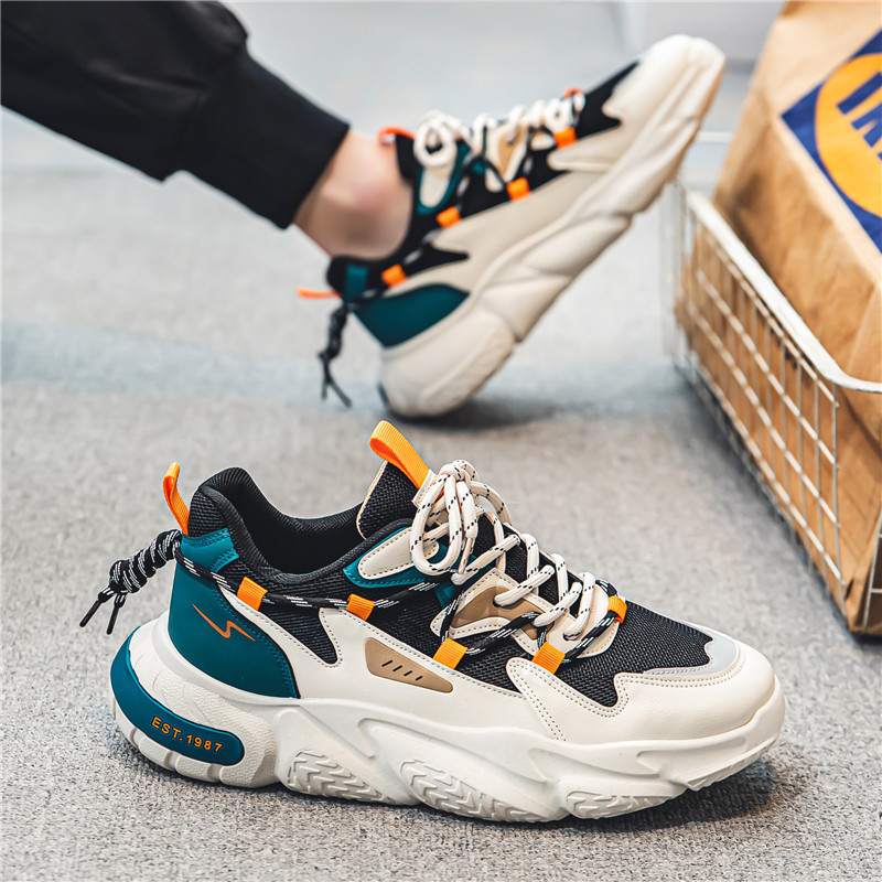 Men's Breathable Colorblock Platform Casual Sneakers 4