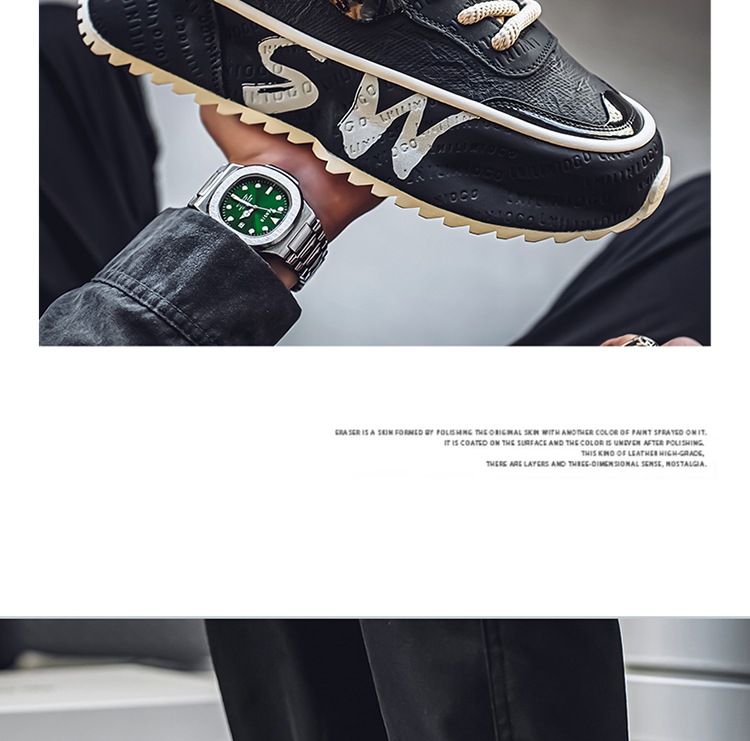 Scarpe casual da uomo con plateau stringate in pelle PU detail 9