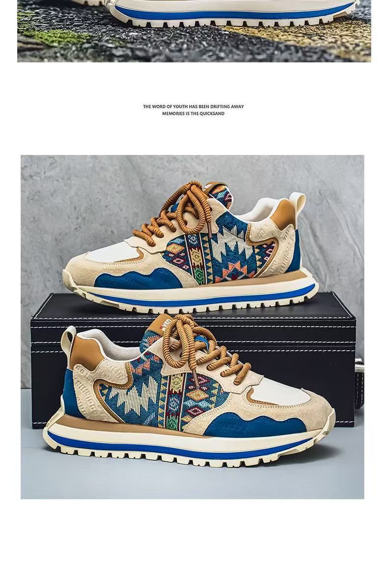 Casual herenschoenen met veters en etnisch patroon detail 6