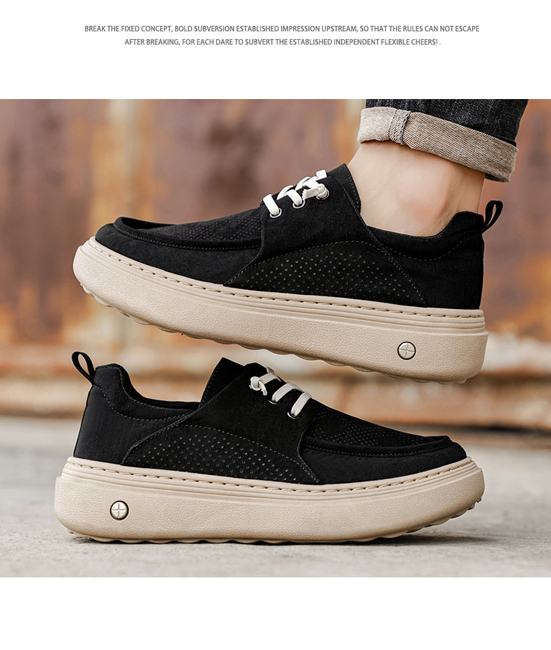 Gedämpfte Plateau-Freizeitschuhe für Herren mit Schnürung detail 8