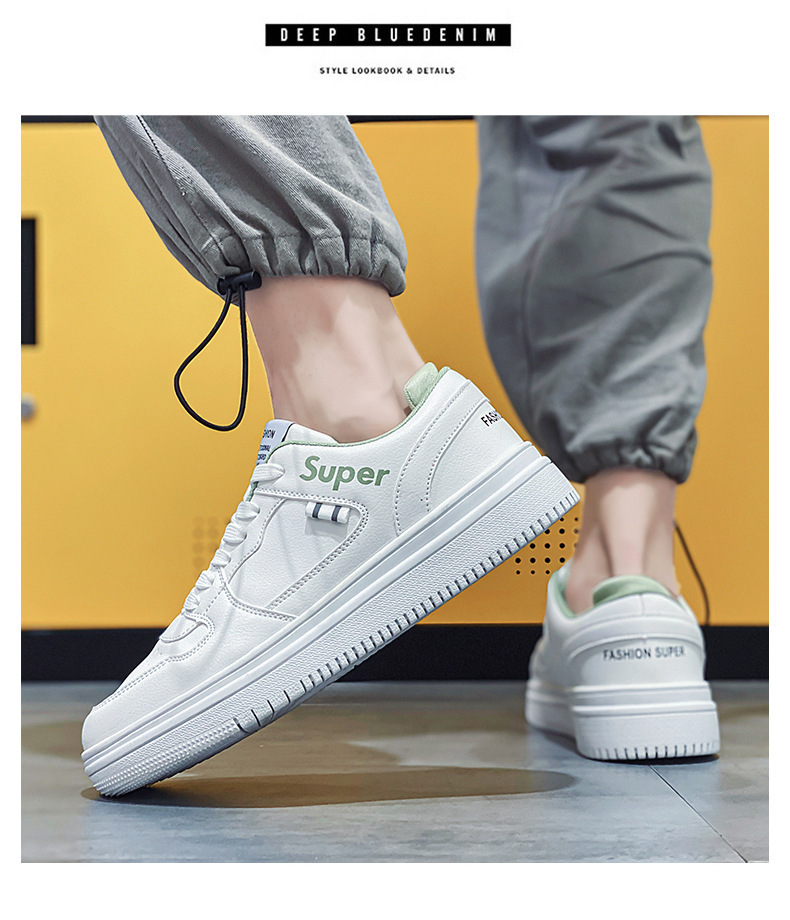 Lage vetersneakers voor heren van PU-leer detail 8